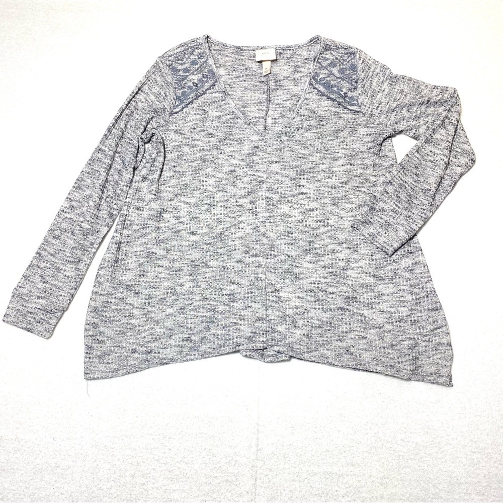 Knox Rose Sweater Women’s M Gray Long Sleeve V Neck Pullover Lightweight Knit